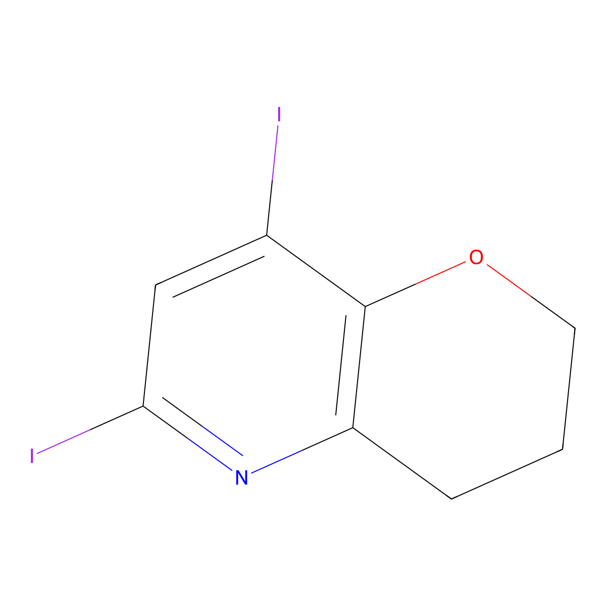 6,8-Diiodo-3,4-dihydro-2H-pyrano[3,2-b]pyridine molecular structure, CAS 1222533-94-9