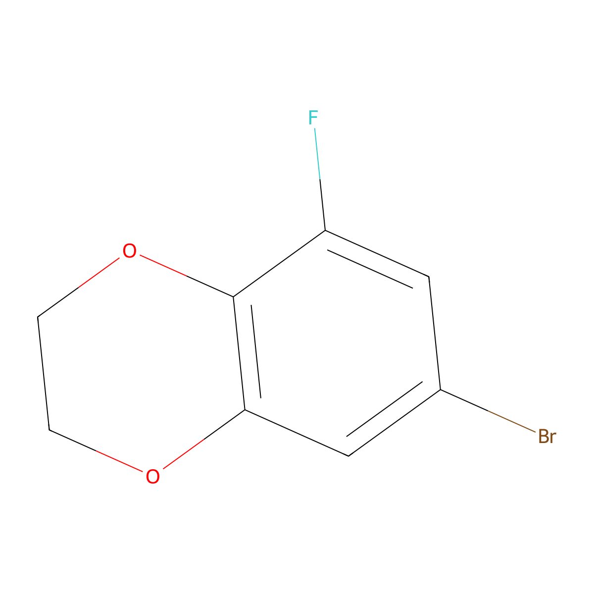 7-Bromo-5-fluoro-2,3-dihydro-1,4-benzodioxine molecular structure, CAS 1222556-34-4