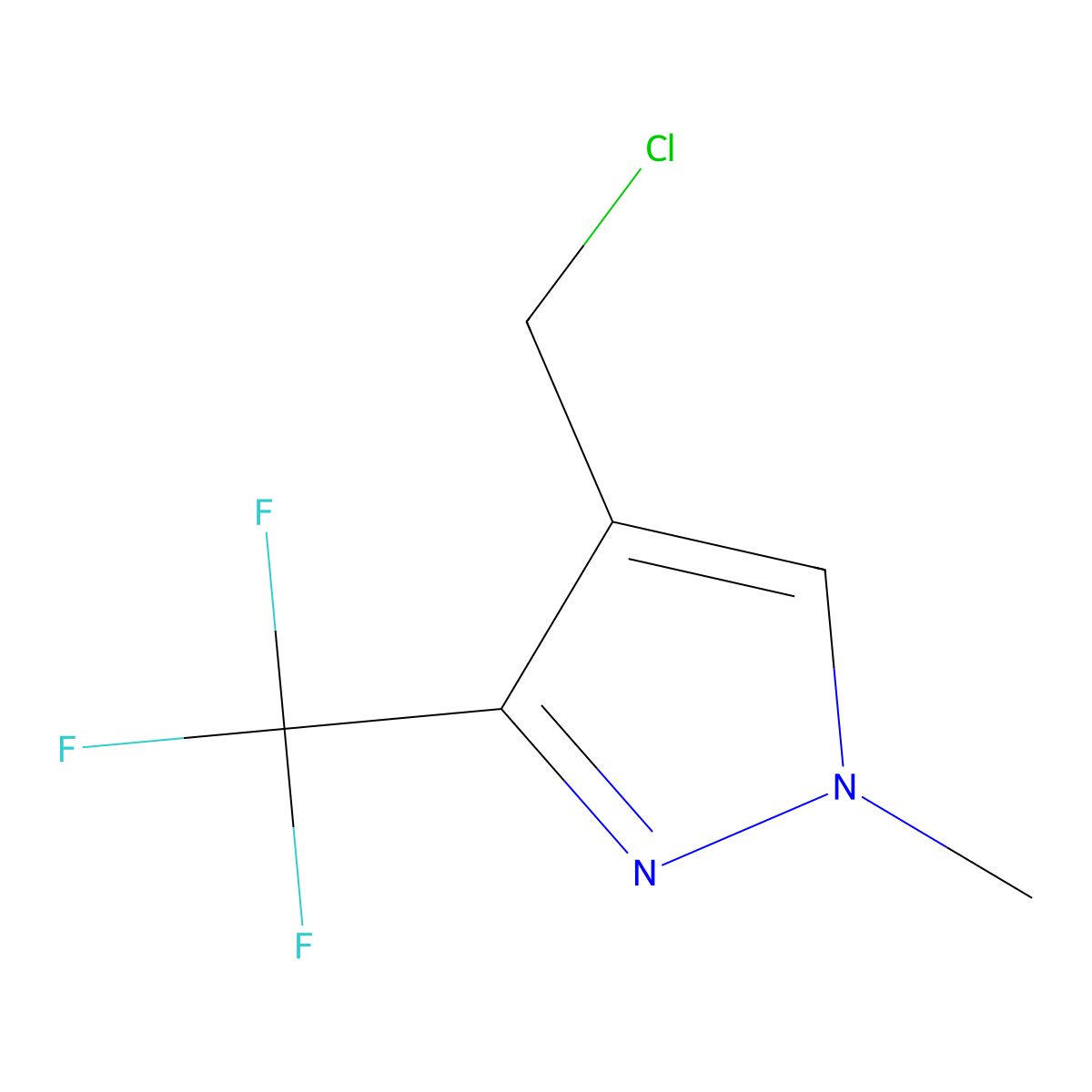 4-(chloromethyl)-1-methyl-3-(trifluoromethyl)-1H-pyrazole molecular structure, CAS 1222556-79-7