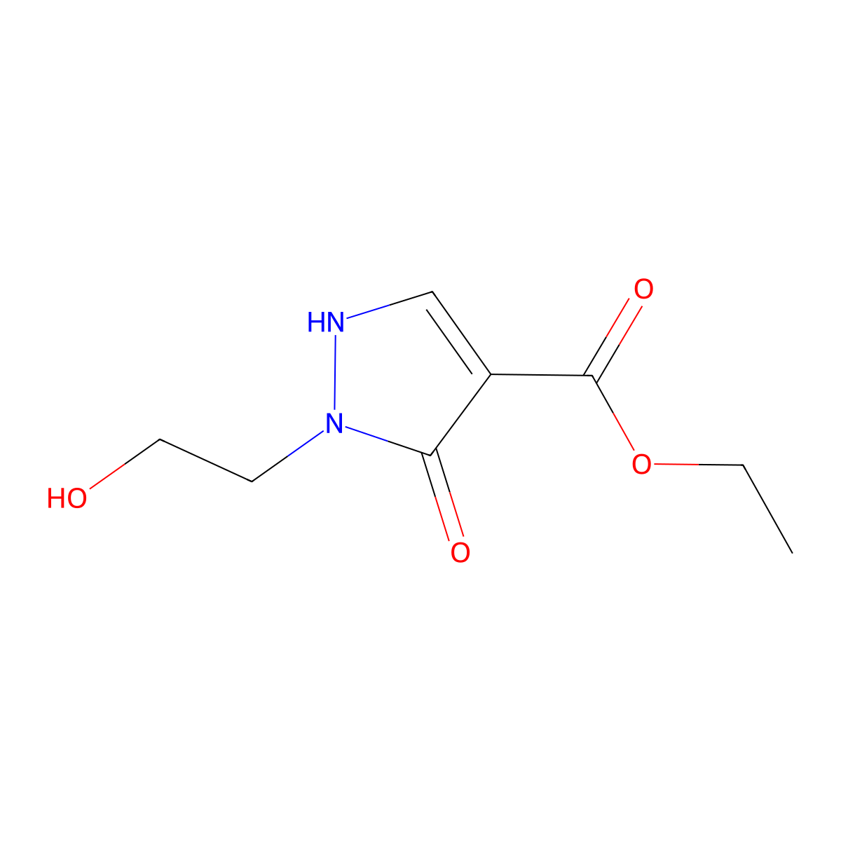 ethyl 5-hydroxy-1-(2-hydroxyethyl)-1H-pyrazole-4-carboxylate molecular structure, CAS 122258-28-0