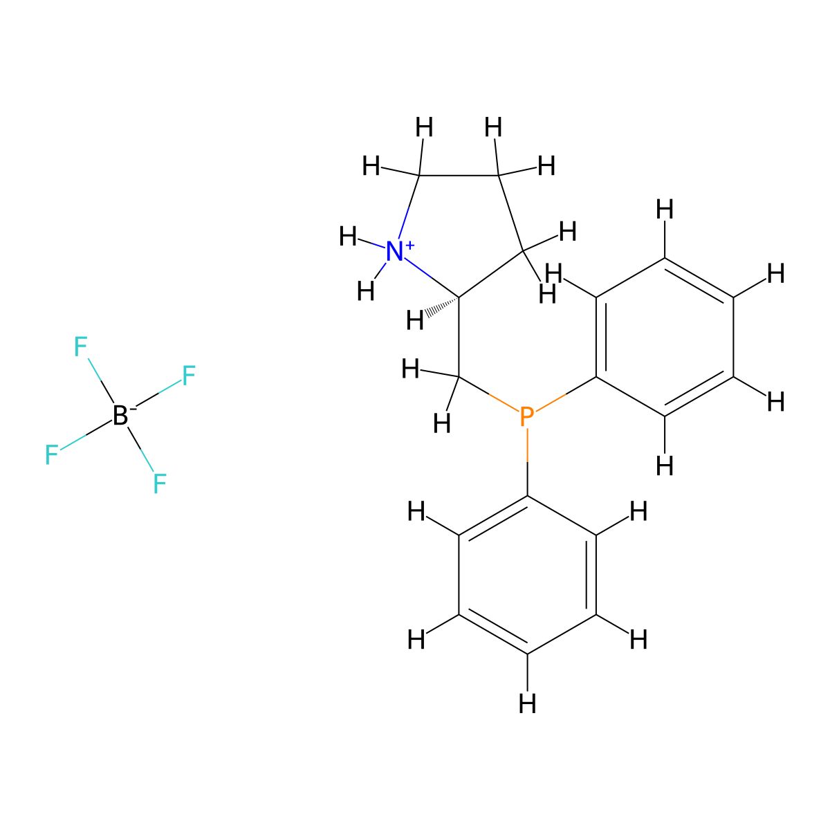 (S)-2-[(Diphenylphosphino)methyl]pyrrolidinium tetrafluoroborate molecular structure, CAS 1222630-36-5