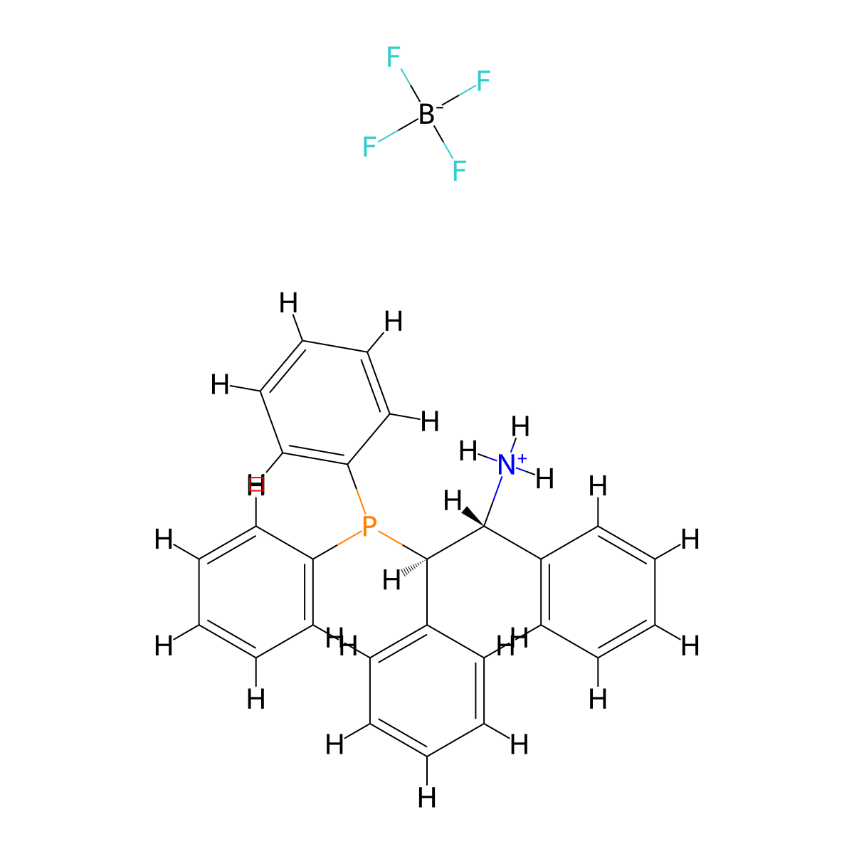 (1R,2R)-2-(Diphenylphosphino)-1,2-diphenylethylaminium tetrafluoroborate molecular structure, CAS 1222630-64-9