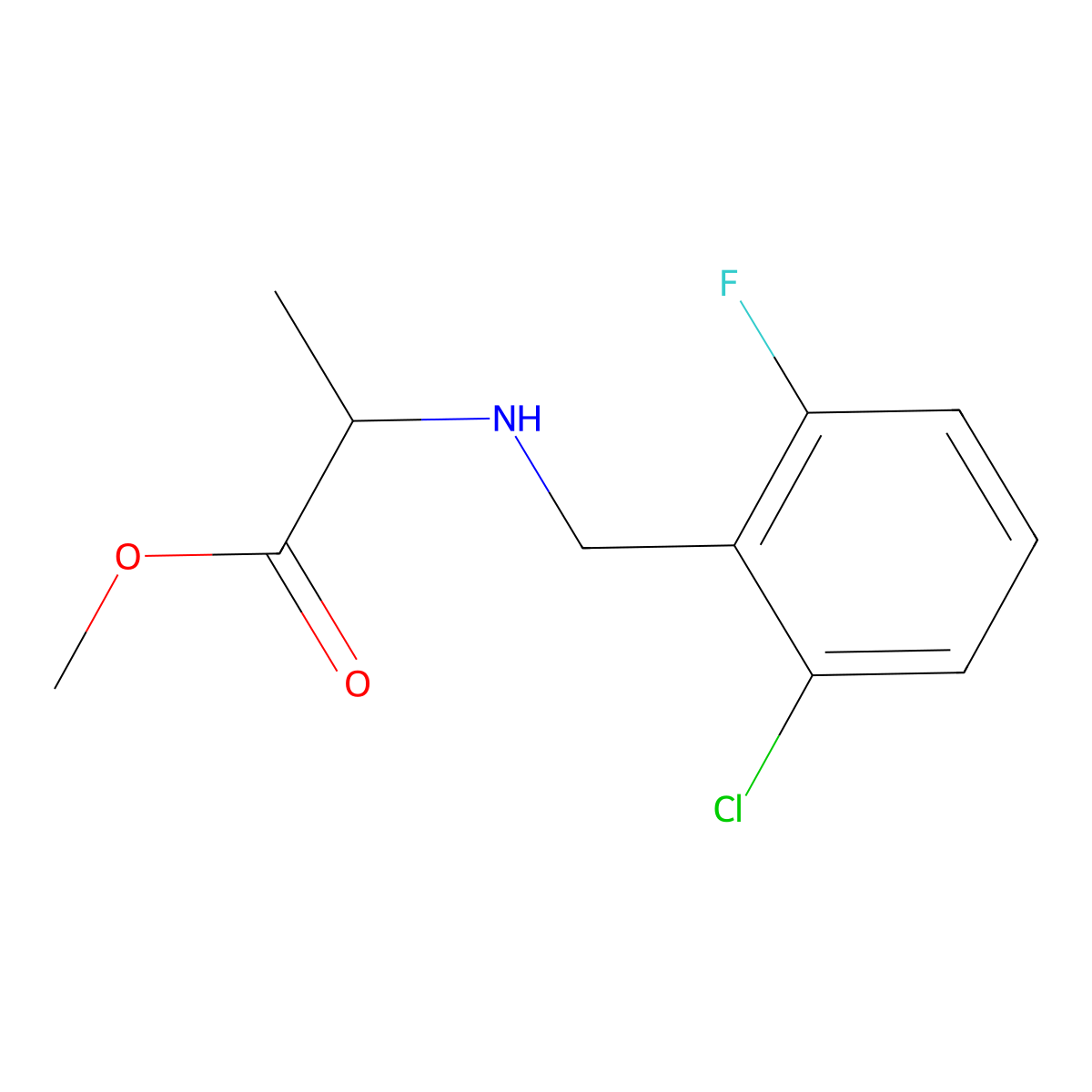 Methyl 2-{[(2-chloro-6-fluorophenyl)methyl]amino}propanoate molecular structure, CAS 1222685-46-2