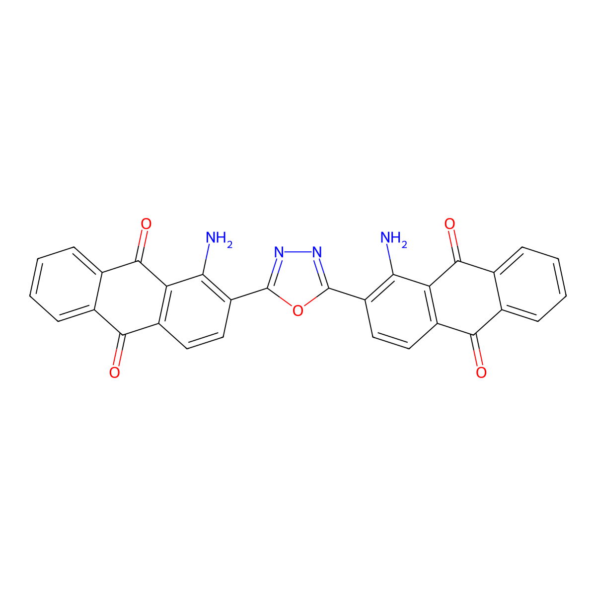 9,10-Anthracenedione, 2,2'-(1,3,4-oxadiazole-2,5-diyl)bis(1-amino- molecular structure, CAS 12227-47-3