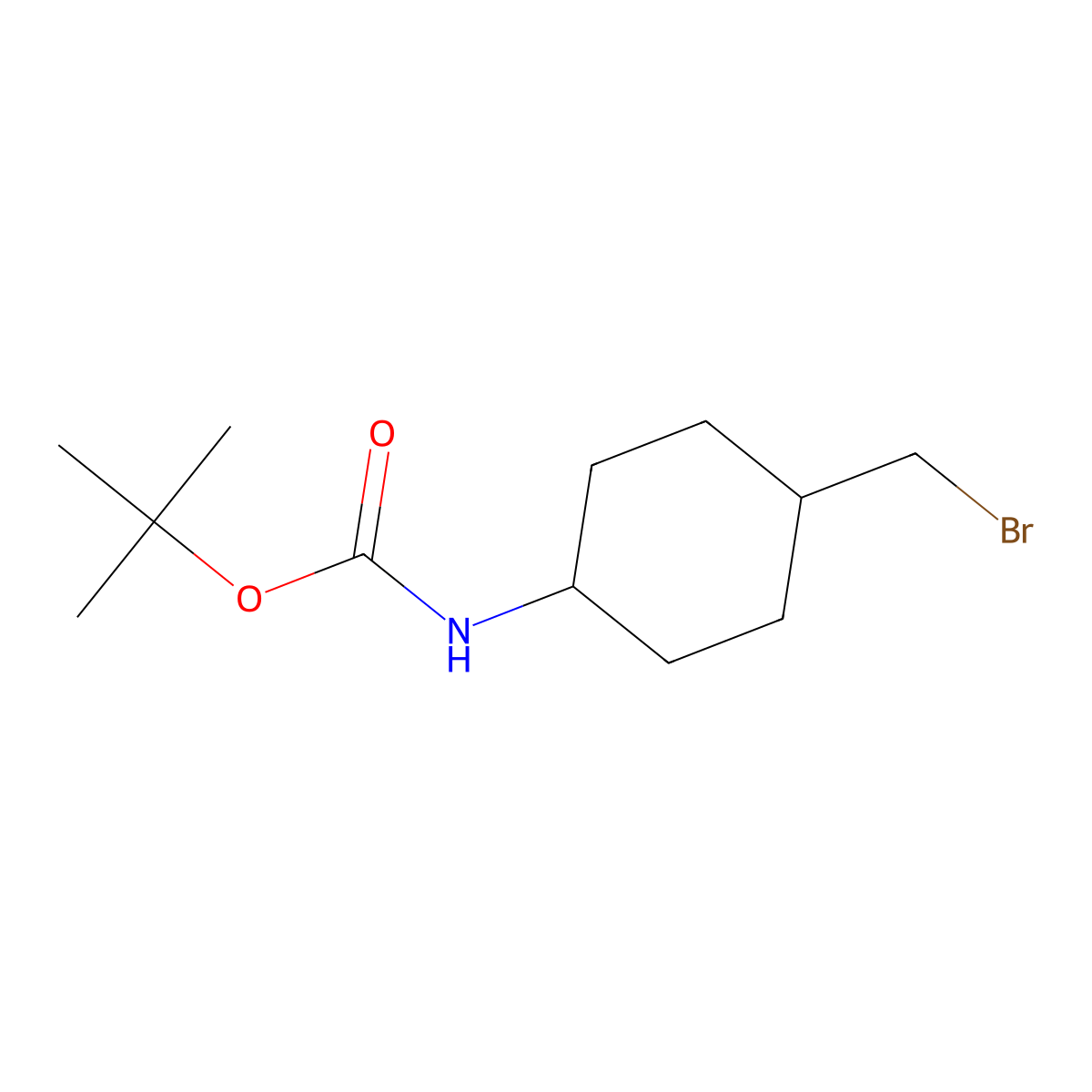 tert-Butyl-trans-4-(bromomethyl)-cyclohexylcarbamate molecular structure, CAS 1222709-30-9