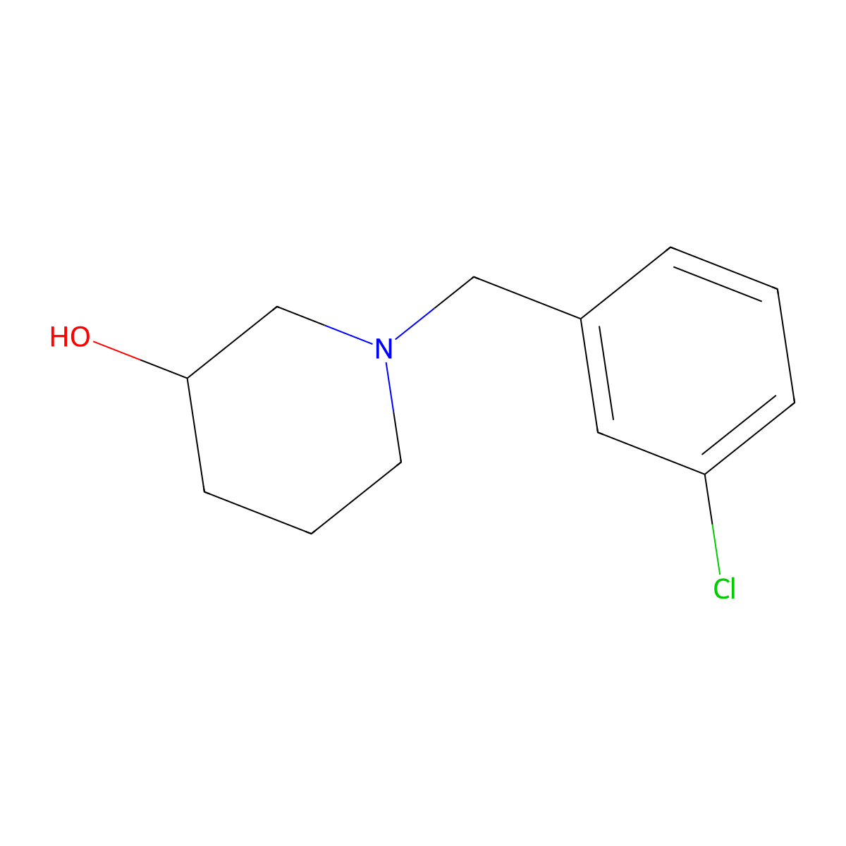 (3S)-1-[(3-chlorophenyl)methyl]piperidin-3-ol molecular structure, CAS 1222710-39-5