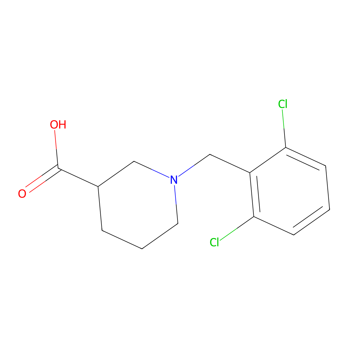 (3R)-1-[(2,6-Dichlorophenyl)methyl]-3-piperidinecarboxylic acid molecular structure, CAS 1222710-80-6
