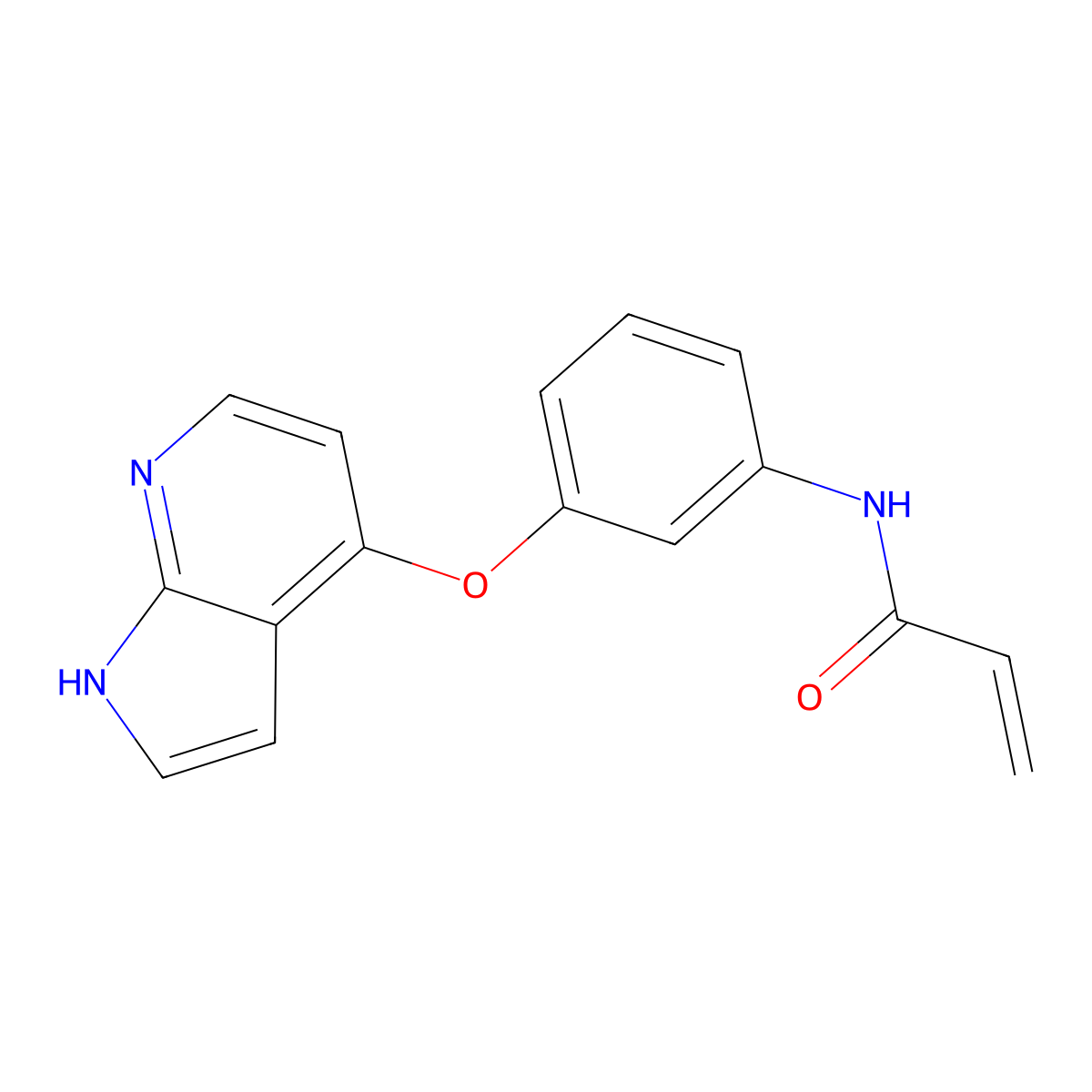 N-[3-(1H-pyrrolo[2,3-b]pyridin-4-yloxy)phenyl]prop-2-enamide molecular structure, CAS 1222776-76-2