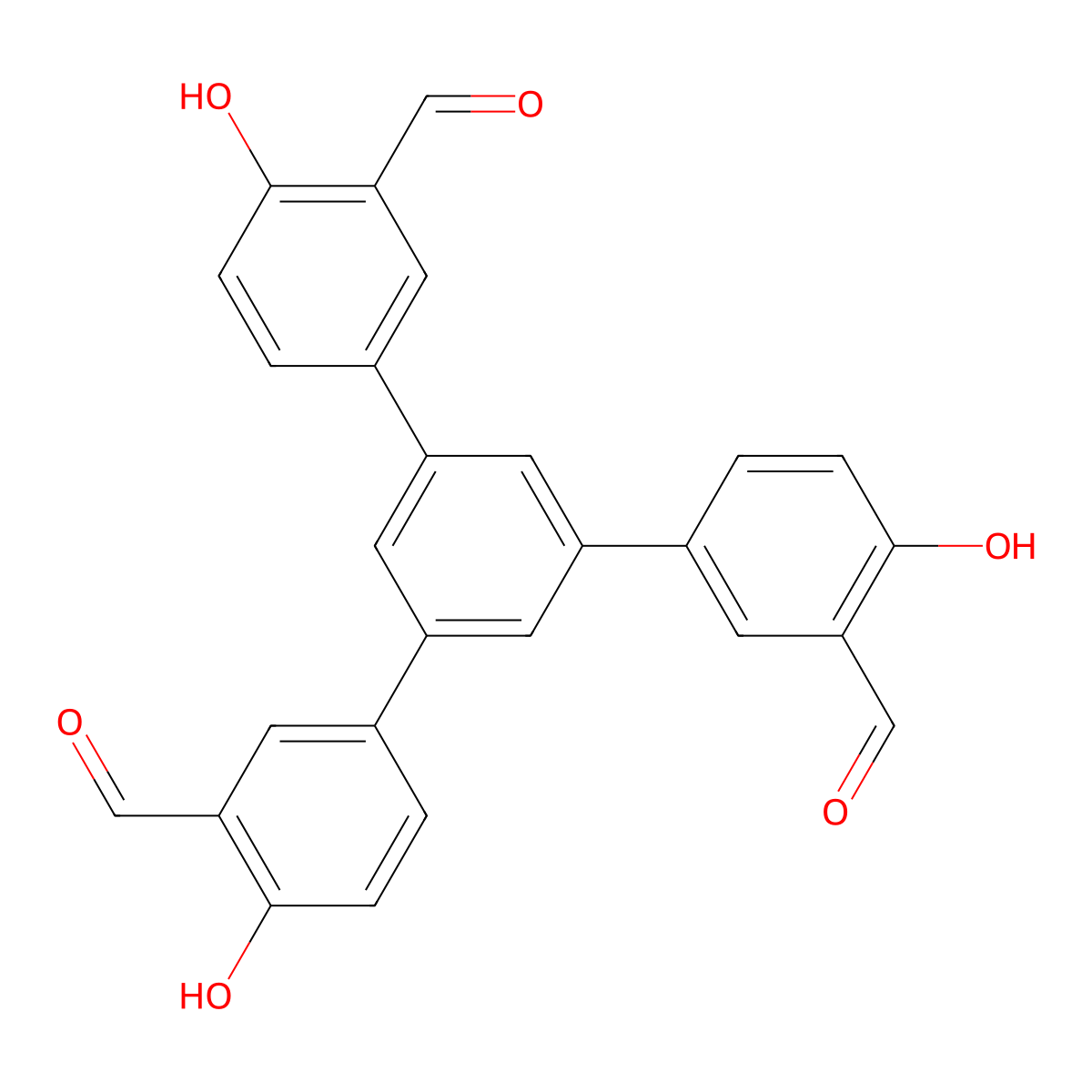 5'-(3-Formyl-4-hydroxyphenyl)-4,4''-dihydroxy-[1,1':3',1''-terphenyl]-3,3''-dicarbaldehyde molecular structure, CAS 1222784-84-0