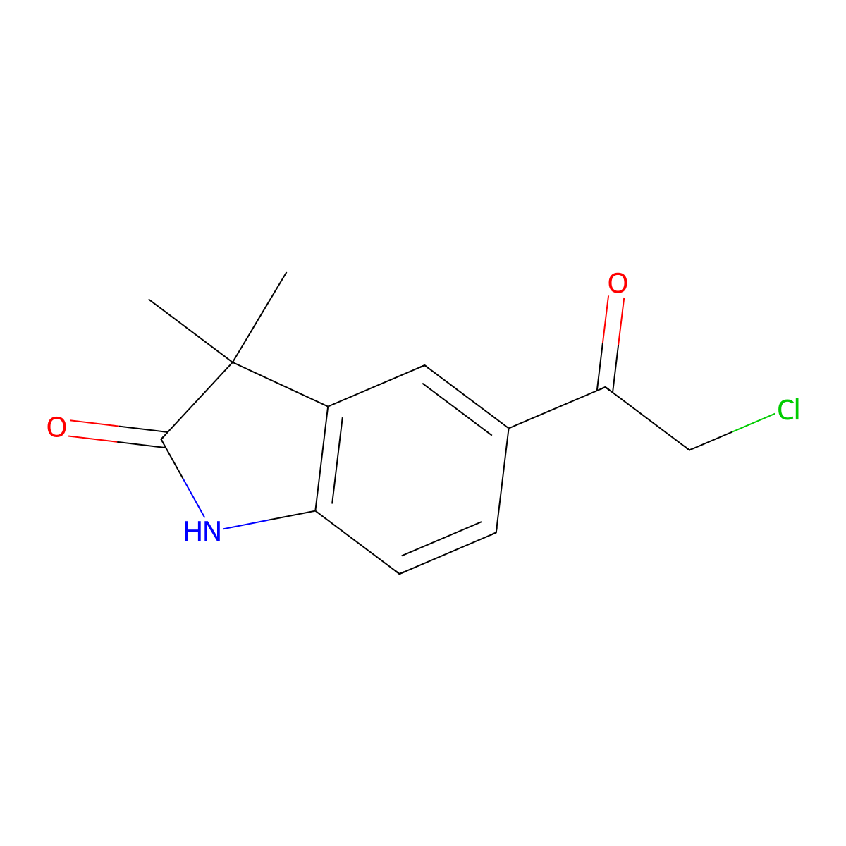 5-(2-chloroacetyl)-3,3-dimethyl-2,3-dihydro-1H-indol-2-one molecular structure, CAS 122281-02-1
