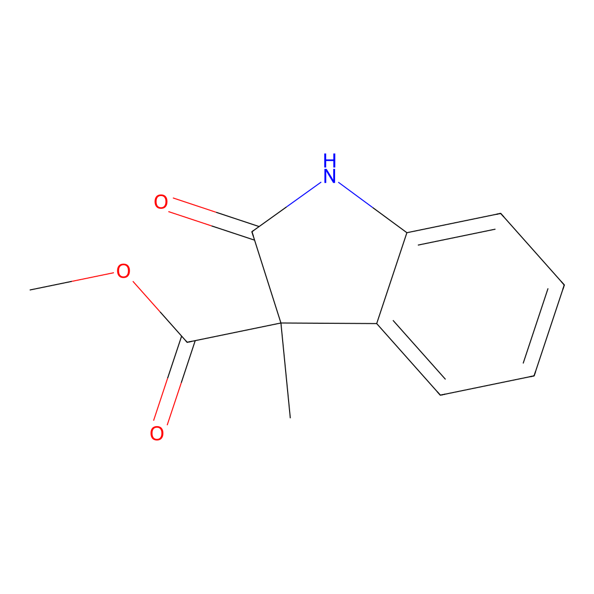 methyl 3-methyl-2-oxo-2,3-dihydro-1H-indole-3-carboxylate molecular structure, CAS 122281-04-3