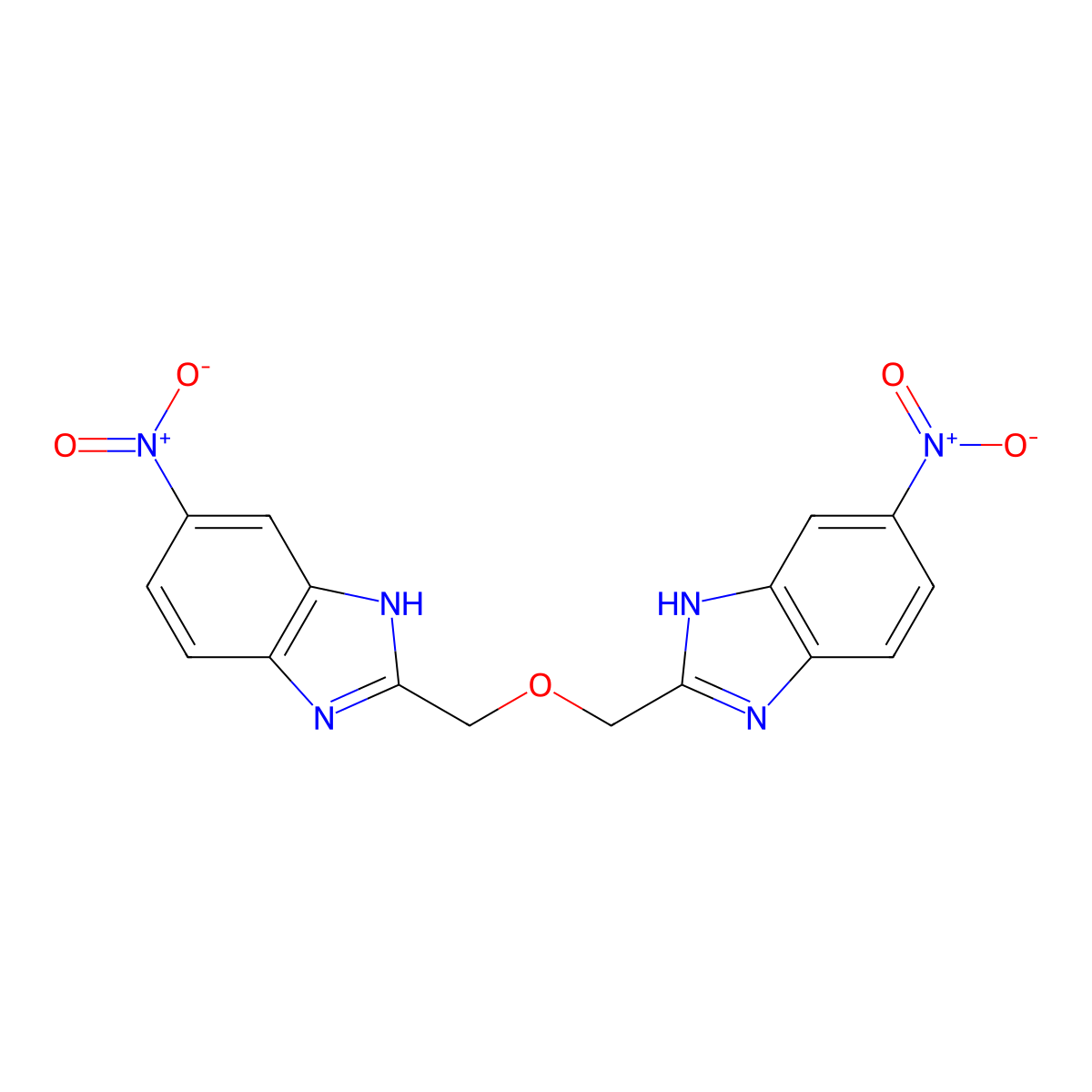 6-nitro-2-((6-nitro-1H-benzimidazol-2-yl)methoxymethyl)-1H-benzimidazole molecular structure, CAS 1222810-74-3