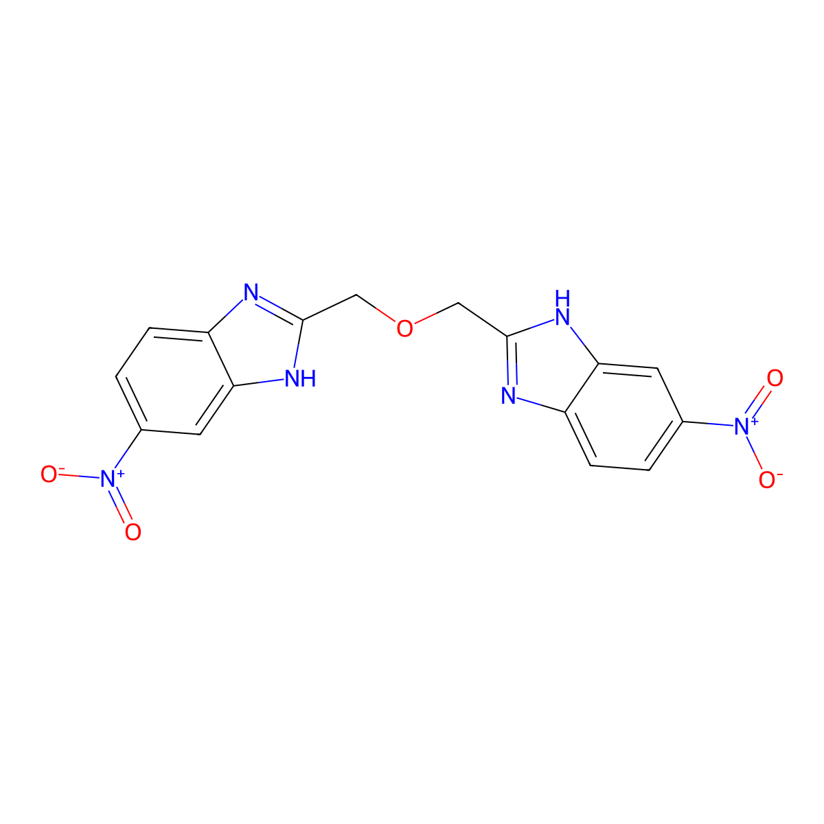 6-nitro-2-((6-nitro-1H-benzimidazol-2-yl)methoxymethyl)-1H-benzimidazole molecular structure, CAS 1222810-74-3