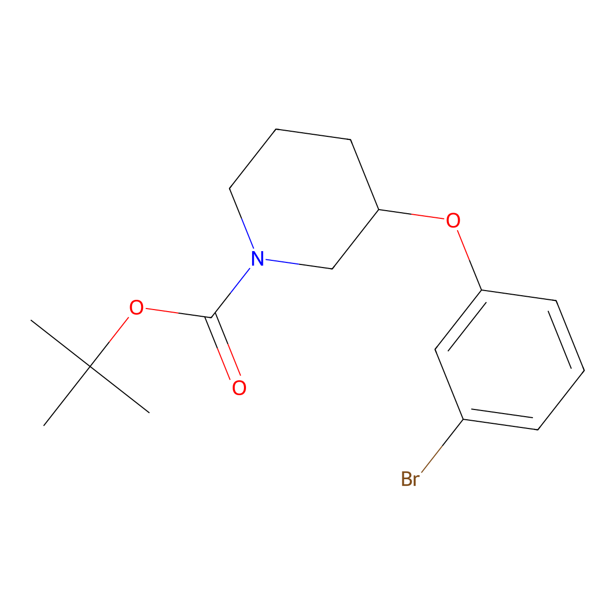tert-Butyl 3-(3-bromophenoxy)piperidine-1-carboxylate molecular structure, CAS 1222903-07-2