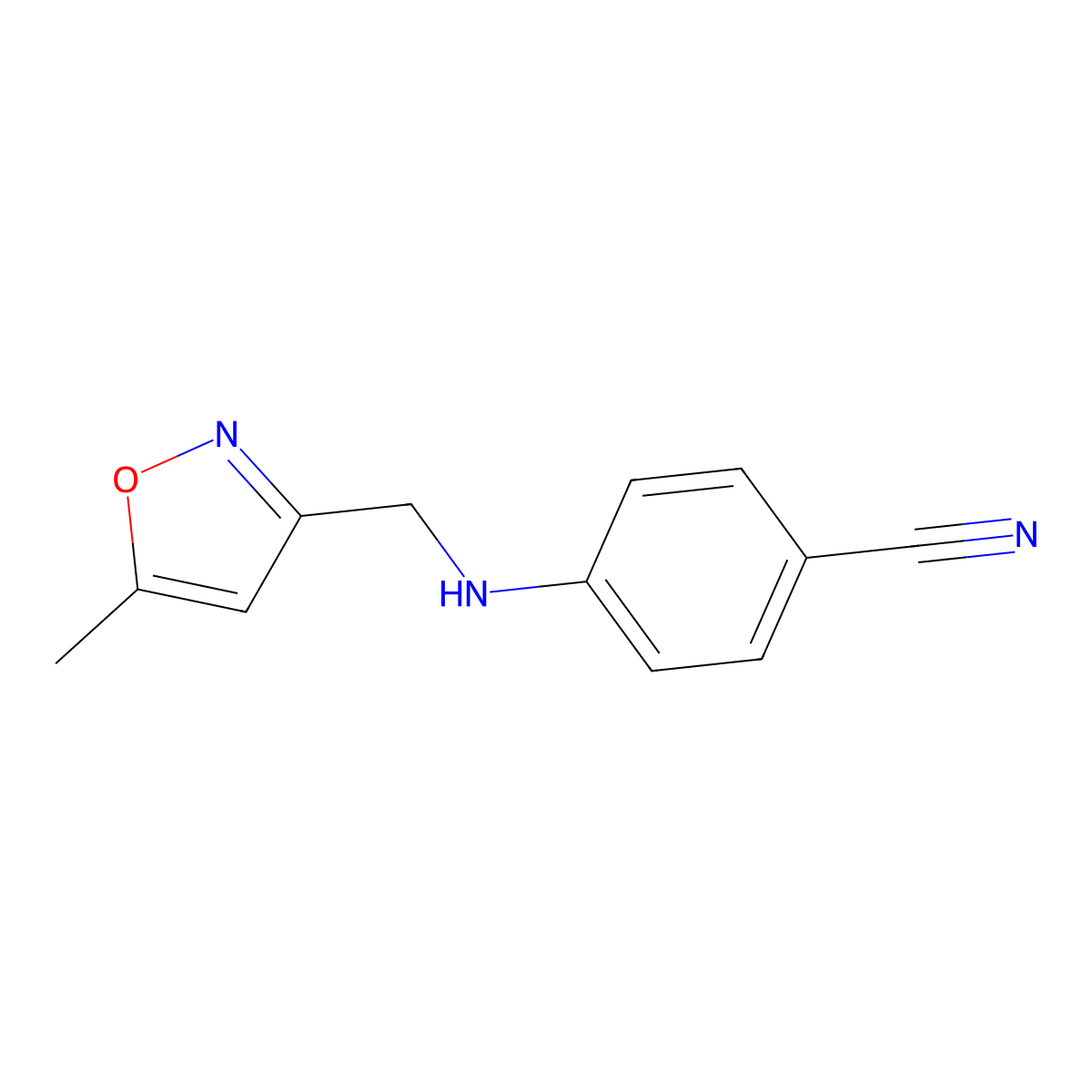 4-(((5-Methylisoxazol-3-yl)methyl)amino)benzonitrile molecular structure, CAS 1222961-06-9