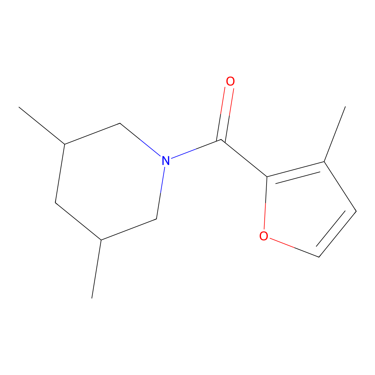 3,5-Dimethyl-1-(3-methylfuran-2-carbonyl)piperidine molecular structure, CAS 1222976-14-8