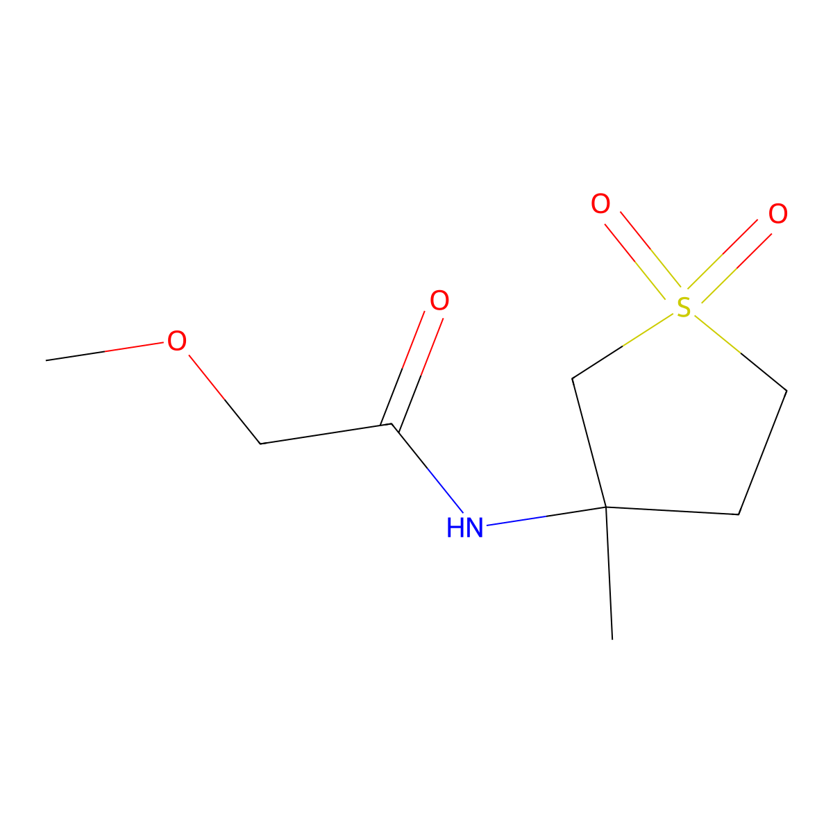 2-methoxy-N-(3-methyl-1,1-dioxo-1lambda6-thiolan-3-yl)acetamide molecular structure, CAS 1222984-48-6