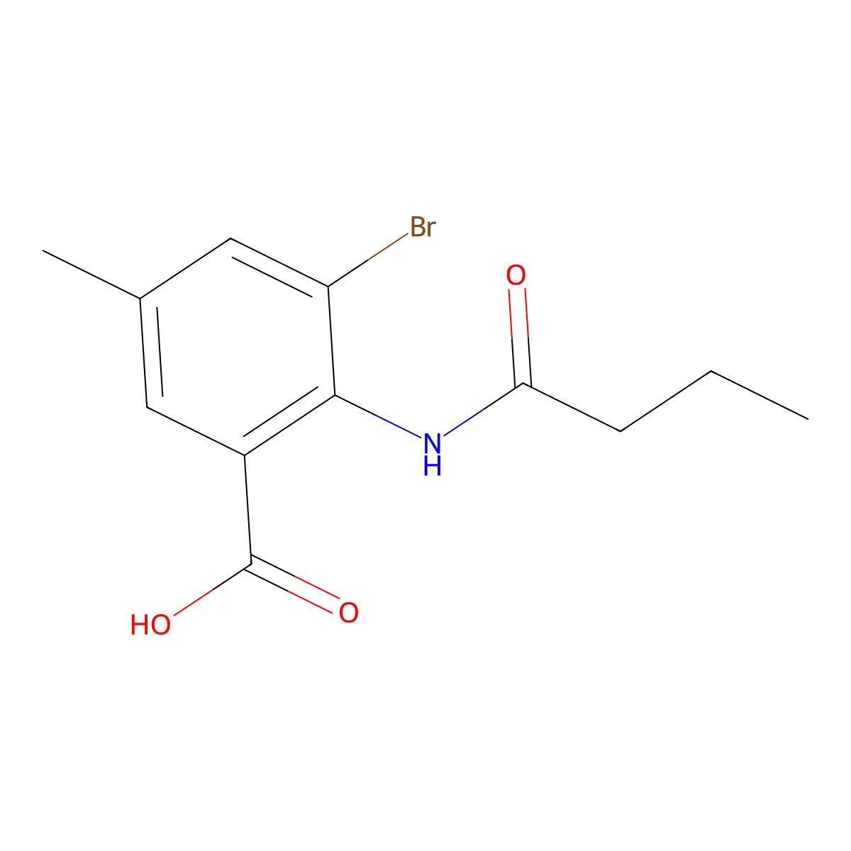 3-Bromo-2-butanamido-5-methylbenzoic acid molecular structure, CAS 1222992-44-0