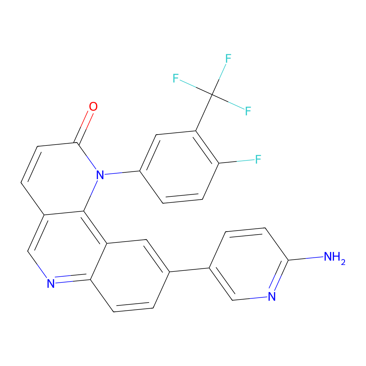 9-(6-aminopyridin-3-yl)-1-(4-fluoro-3-(trifluoromethyl)phenyl)benzo[h][1,6]naphthyridin-2(1H)-one molecular structure, CAS 1223002-54-7
