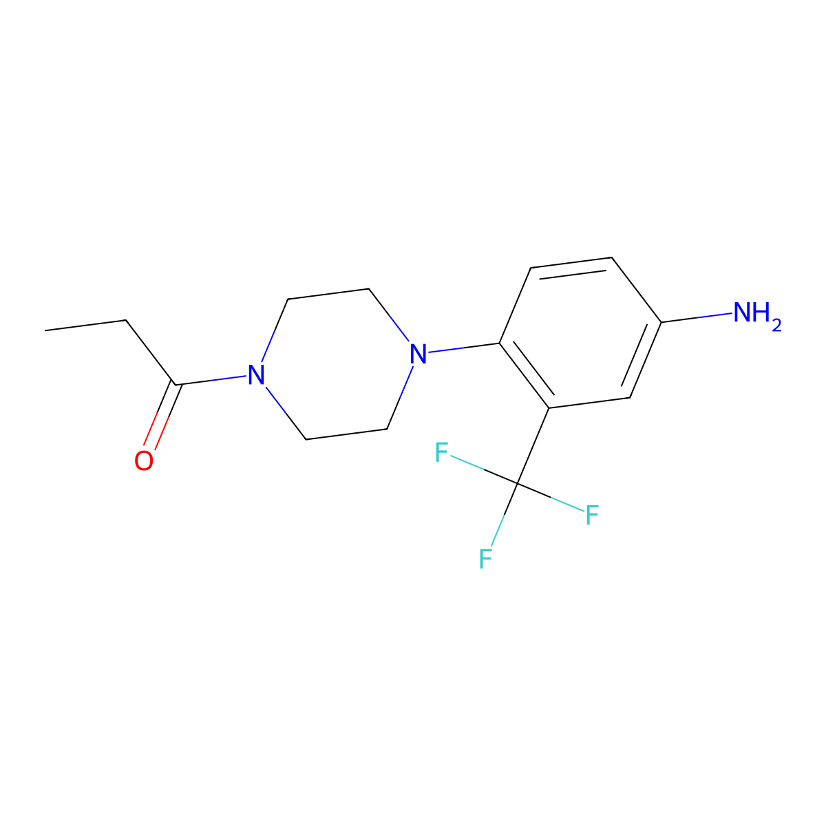 1-(4-(4-Amino-2-(trifluoromethyl)phenyl)piperazin-1-yl)propan-1-one molecular structure, CAS 1223003-51-7