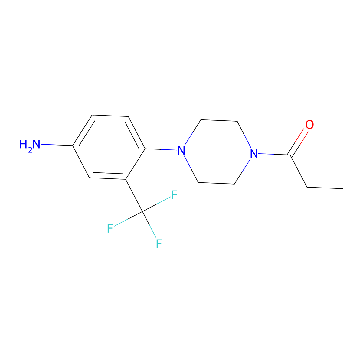 1-(4-(4-Amino-2-(trifluoromethyl)phenyl)piperazin-1-yl)propan-1-one molecular structure, CAS 1223003-51-7