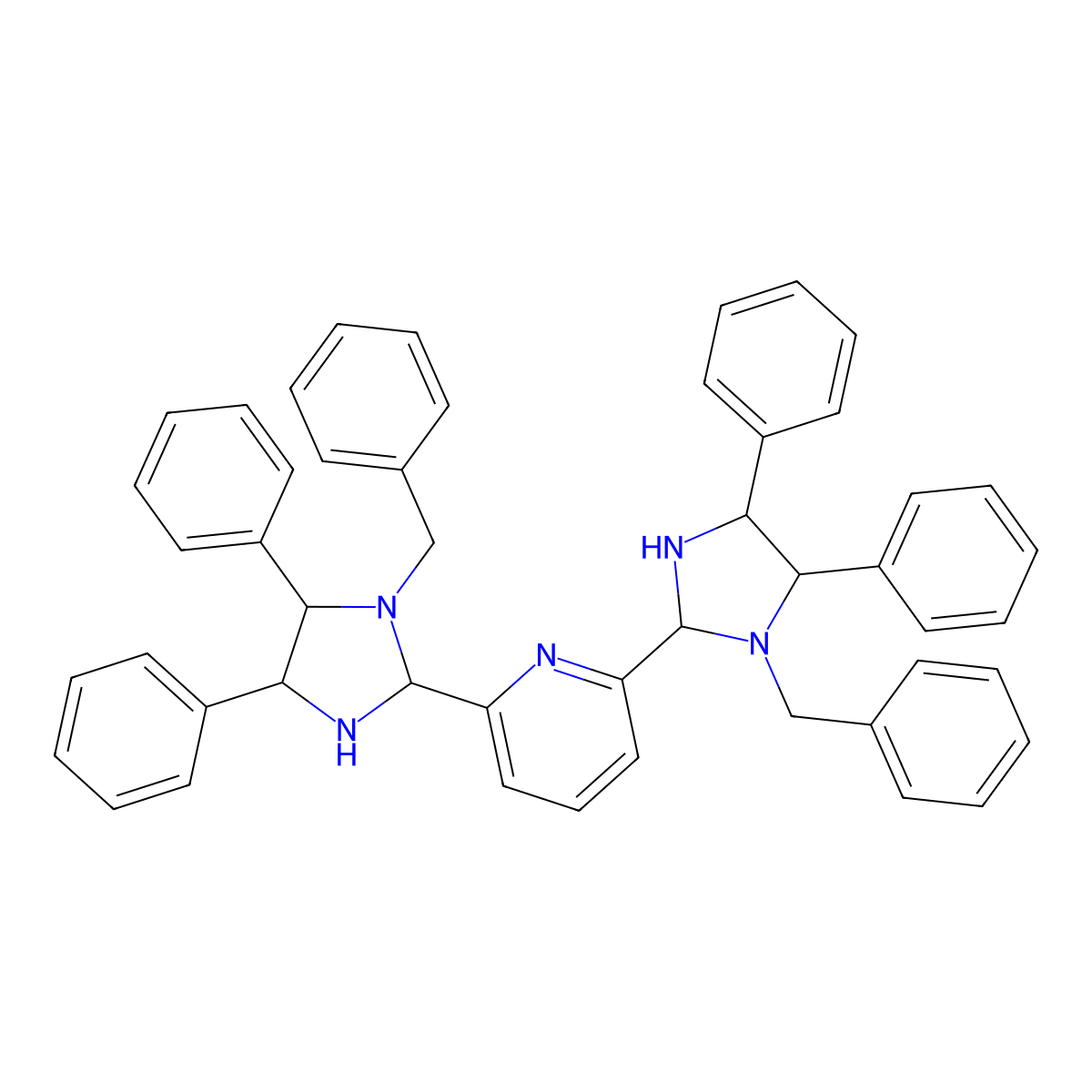 2,6-Bis[(2R,4S,5S)-1-benzyl-4,5-diphenylimidazolidin-2-yl]pyridine molecular structure, CAS 1223020-29-8
