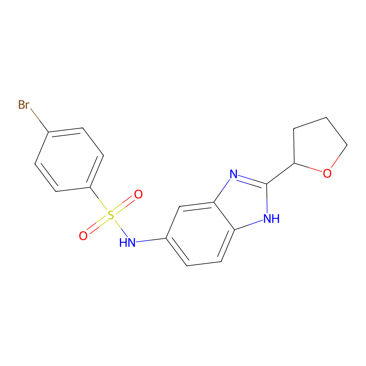 4-bromo-N-[2-(tetrahydrofuran-2-yl)-1H-benzimidazol-5-yl]benzenesulfonamide molecular structure, CAS 1223026-40-1