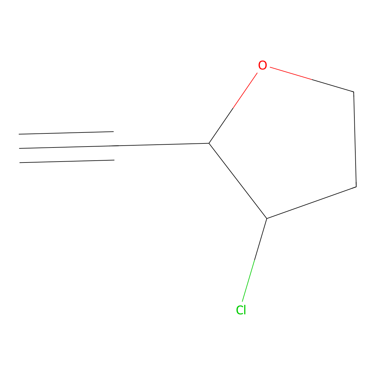 rac-(2R,3R)-3-chloro-2-ethynyloxolane molecular structure, CAS 122305-58-2