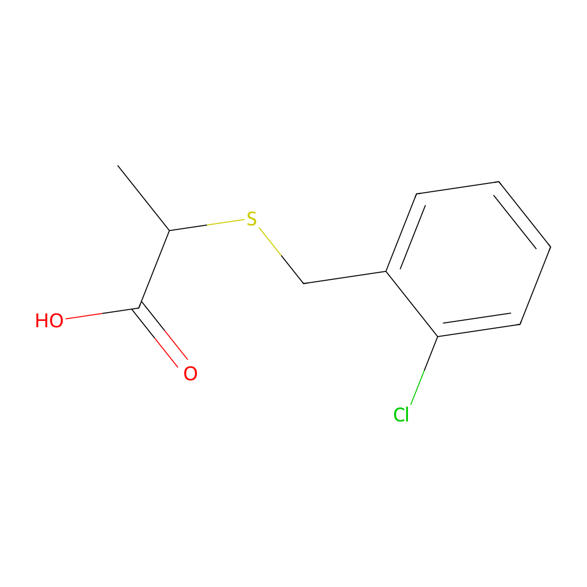 2-[(2-Chlorophenyl)methylthio]propanoic acid molecular structure, CAS 122305-65-1