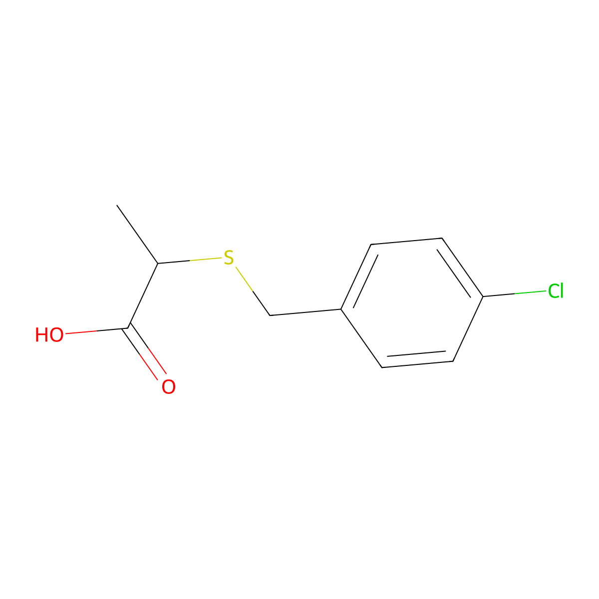 2-[(4-Chlorobenzyl)thio]propanoic acid molecular structure, CAS 122305-66-2