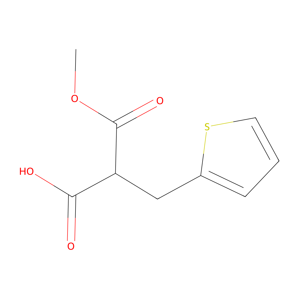 3-methoxy-3-oxo-2-(thiophen-2-ylmethyl)propanoic Acid molecular structure, CAS 122308-24-1