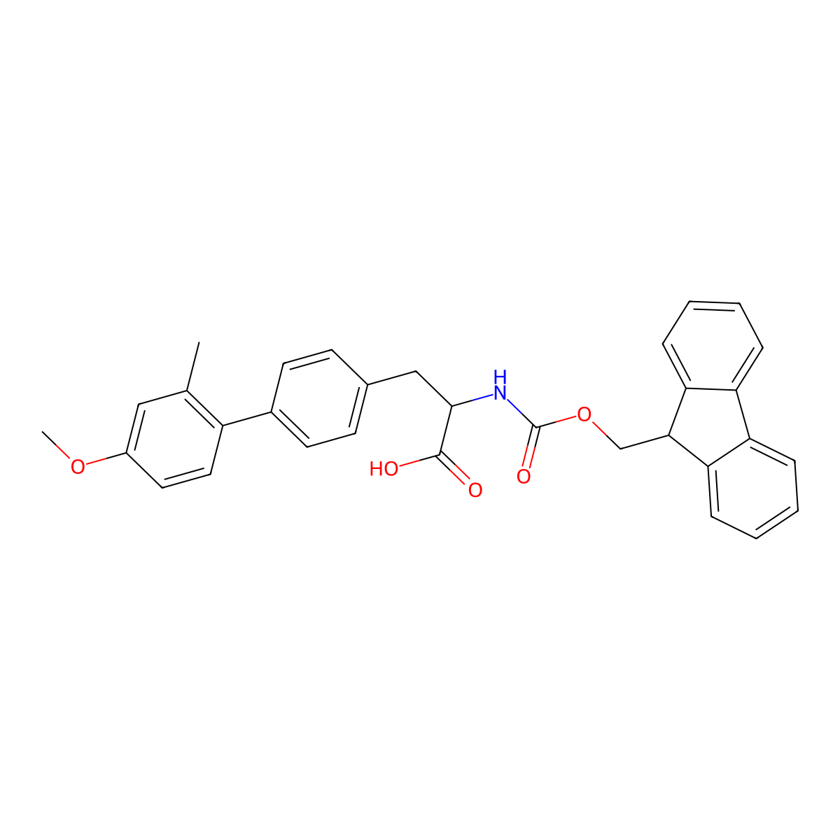 Fmoc-4-(4-methoxy-2-methyl-phenyl)-L-phenylalanine molecular structure, CAS 1223105-49-4
