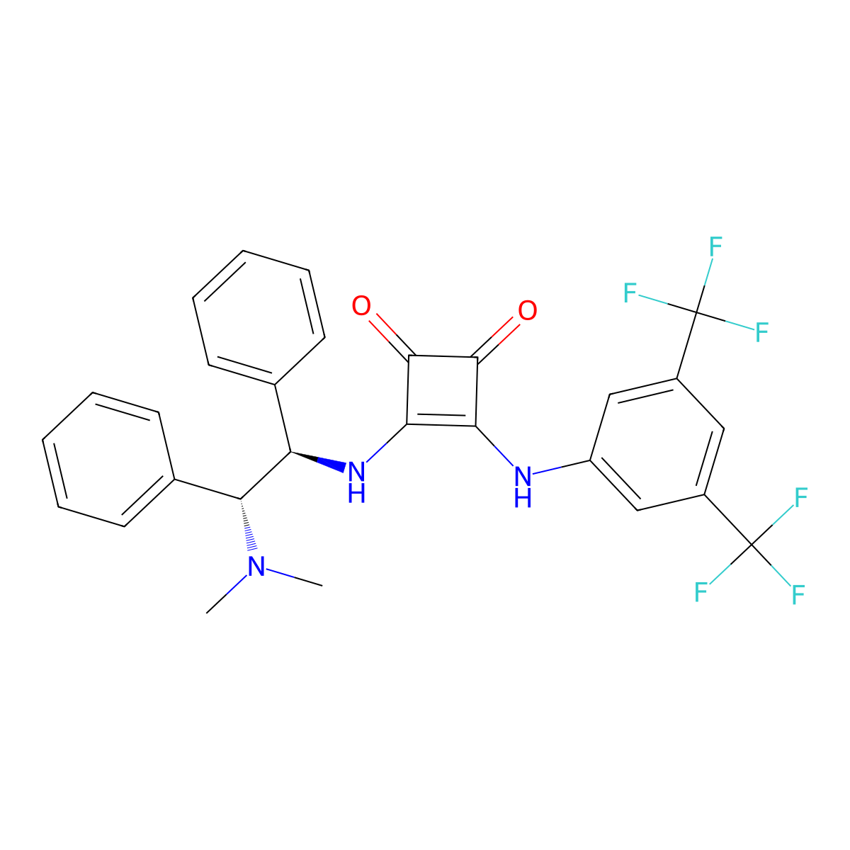 3-((3,5-Bis(trifluoromethyl)phenyl)amino)-4-(((1R,2R)-2-(dimethylamino)-1,2-diphenylethyl)amino)cyclobut-3-ene-1,2-dione molecular structure, CAS 1223105-89-2