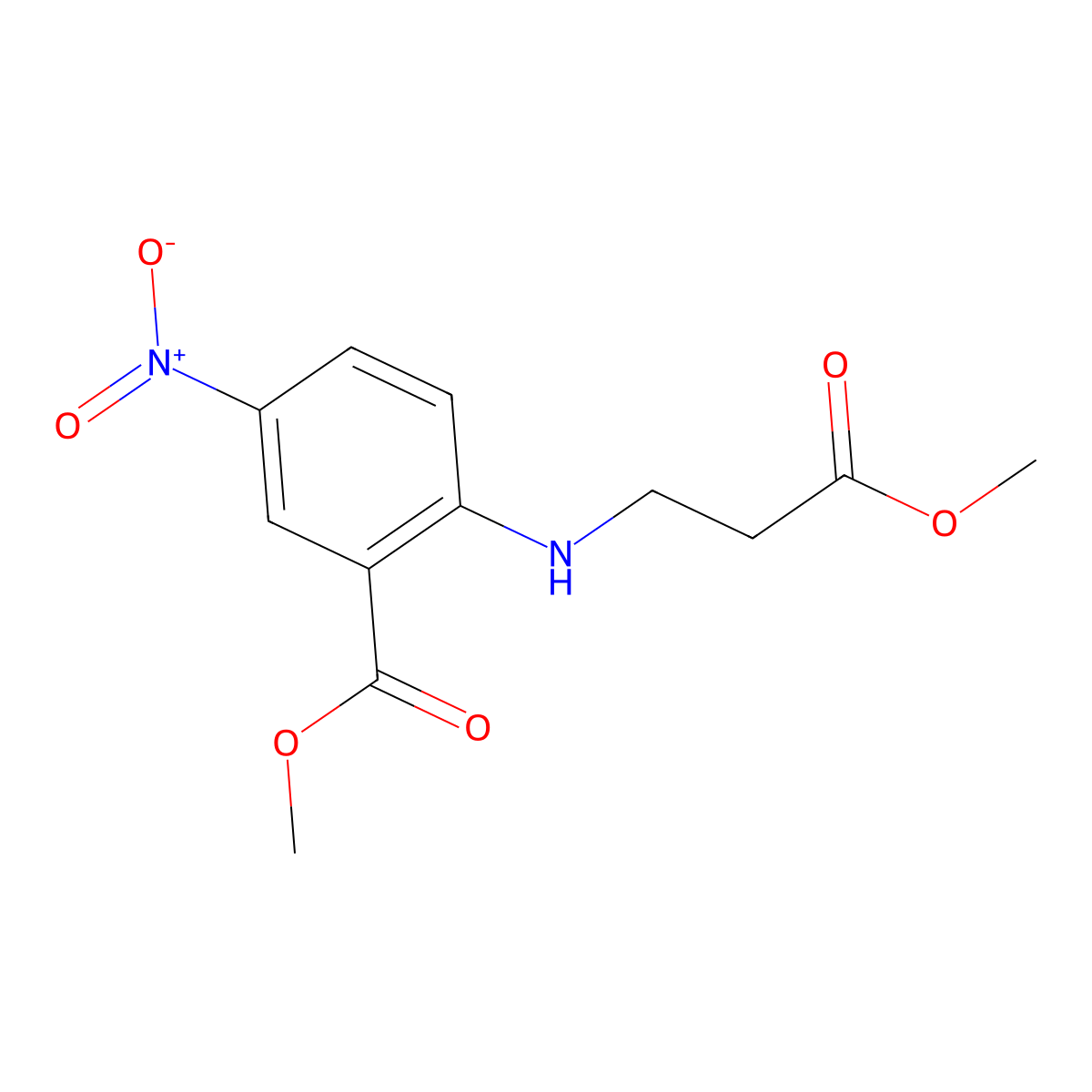 Methyl 2-[(3-methoxy-3-oxopropyl)amino]-5-nitrobenzoate molecular structure, CAS 1223198-05-7