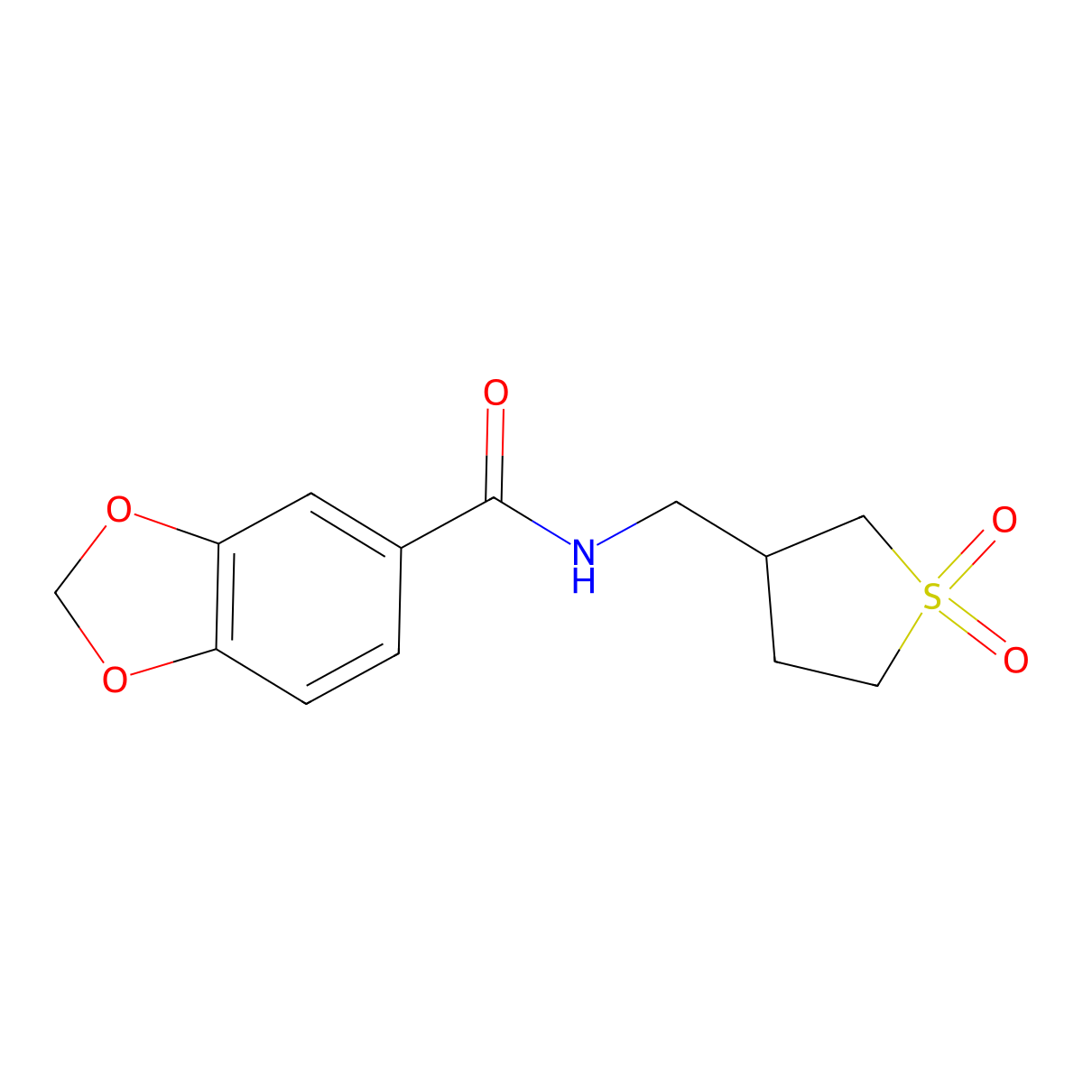 N-[(1,1-dioxo-1lambda6-thiolan-3-yl)methyl]-2H-1,3-benzodioxole-5-carboxamide molecular structure, CAS 1223198-91-1