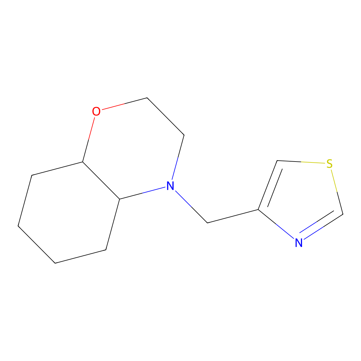 4-(thiazol-4-ylmethyl)octahydro-2H-benzo[b][1,4]oxazine molecular structure, CAS 1223200-95-0