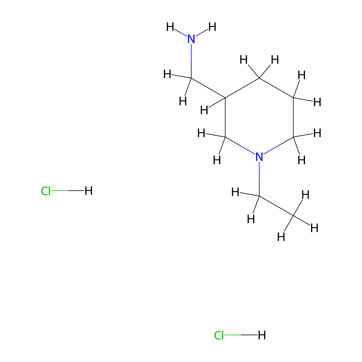 (1-Ethylpiperidin-3-yl)methanamine dihydrochloride molecular structure, CAS 1223210-39-6