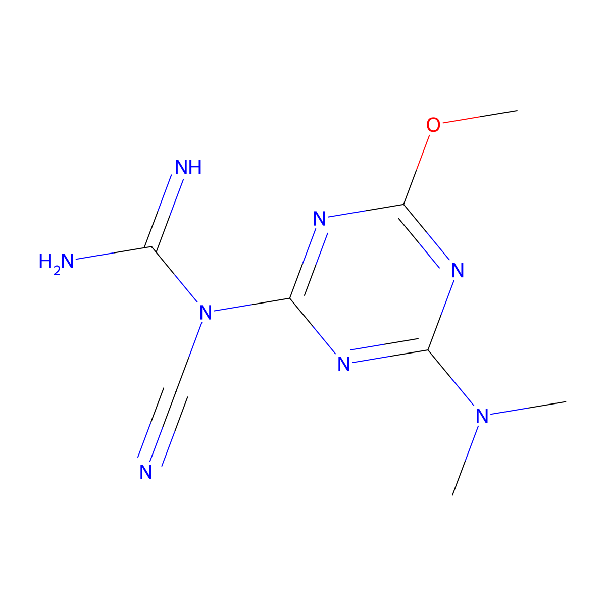 1-Cyano-1-[4-(dimethylamino)-6-methoxy-1,3,5-triazin-2-yl]guanidine molecular structure, CAS 122324-02-1