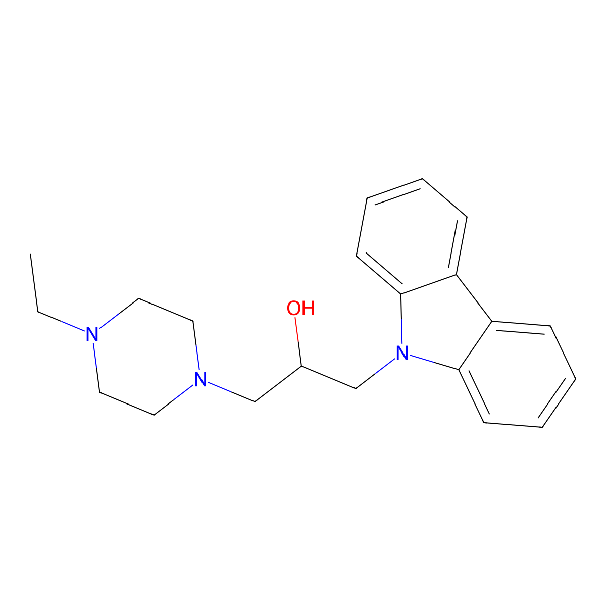 1-(9H-carbazol-9-yl)-3-(4-ethylpiperazin-1-yl)propan-2-ol molecular structure, CAS 1223269-93-9