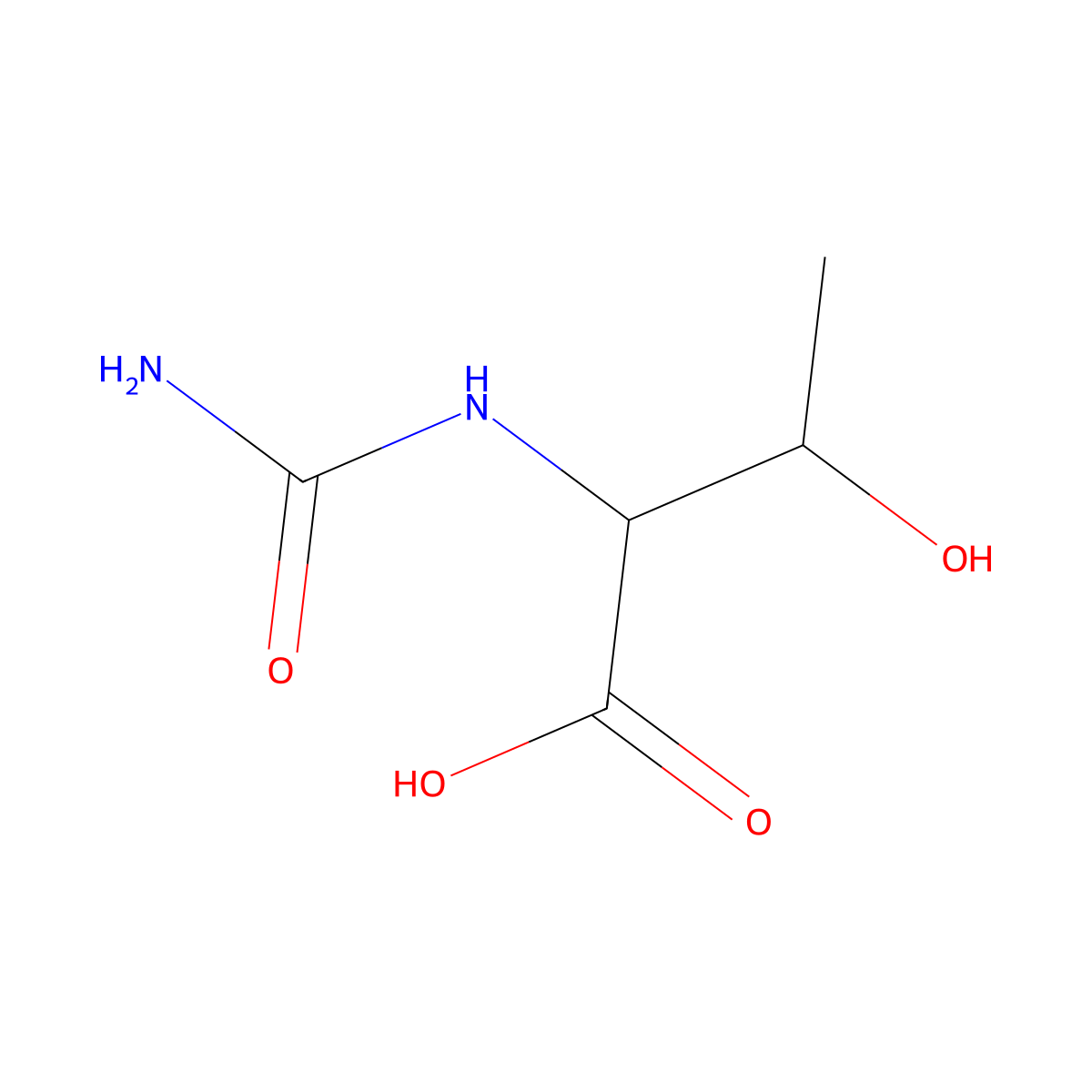 3-Hydroxy-2-ureido-butyric acid molecular structure, CAS 122331-32-2