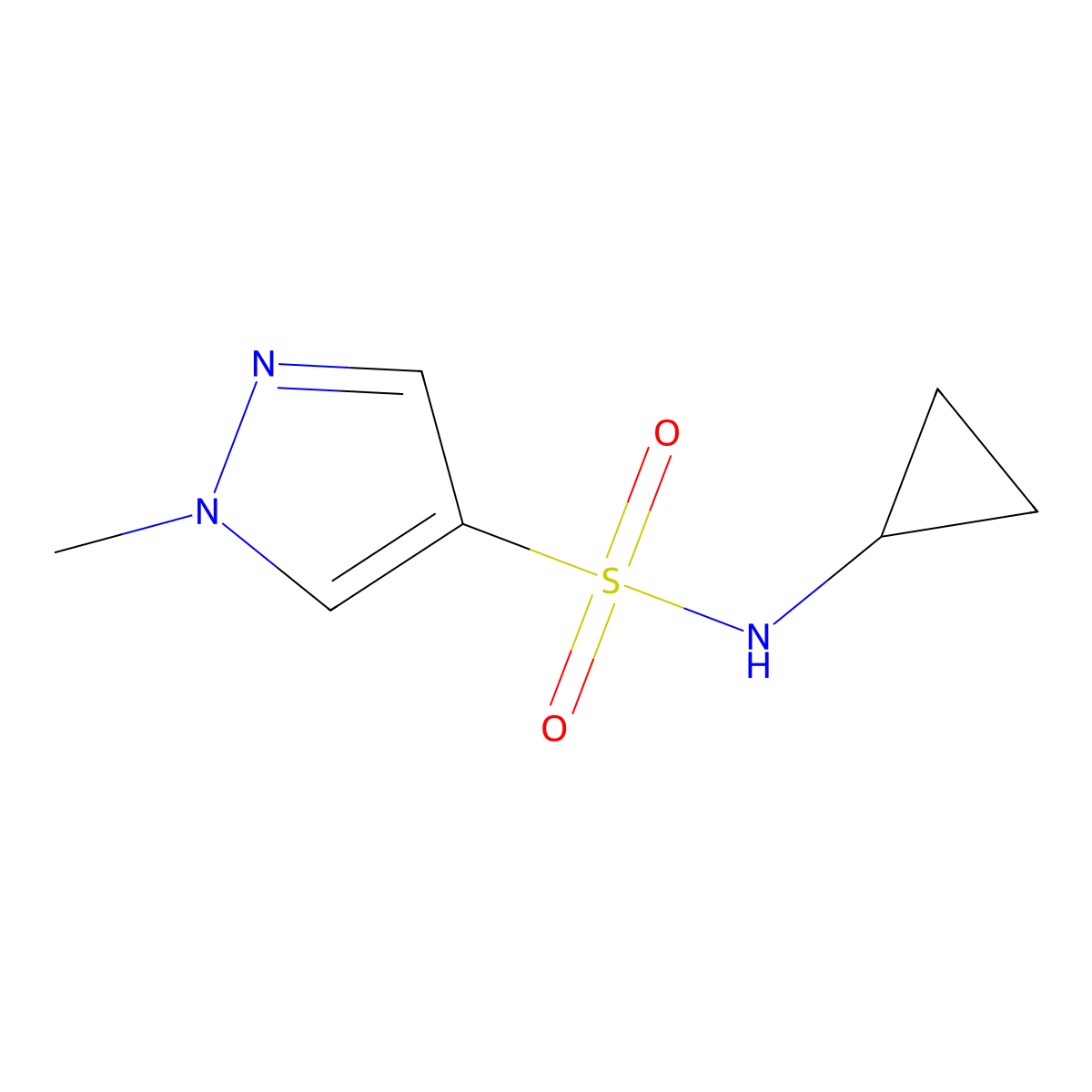 N-cyclopropyl-1-methyl-1H-pyrazole-4-sulfonamide molecular structure, CAS 1223351-49-2