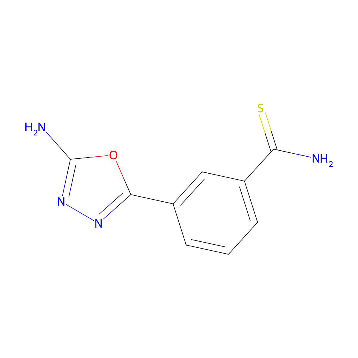 3-(5-Amino-1,3,4-oxadiazol-2-yl)benzene-1-carbothioamide molecular structure, CAS 1223354-08-2