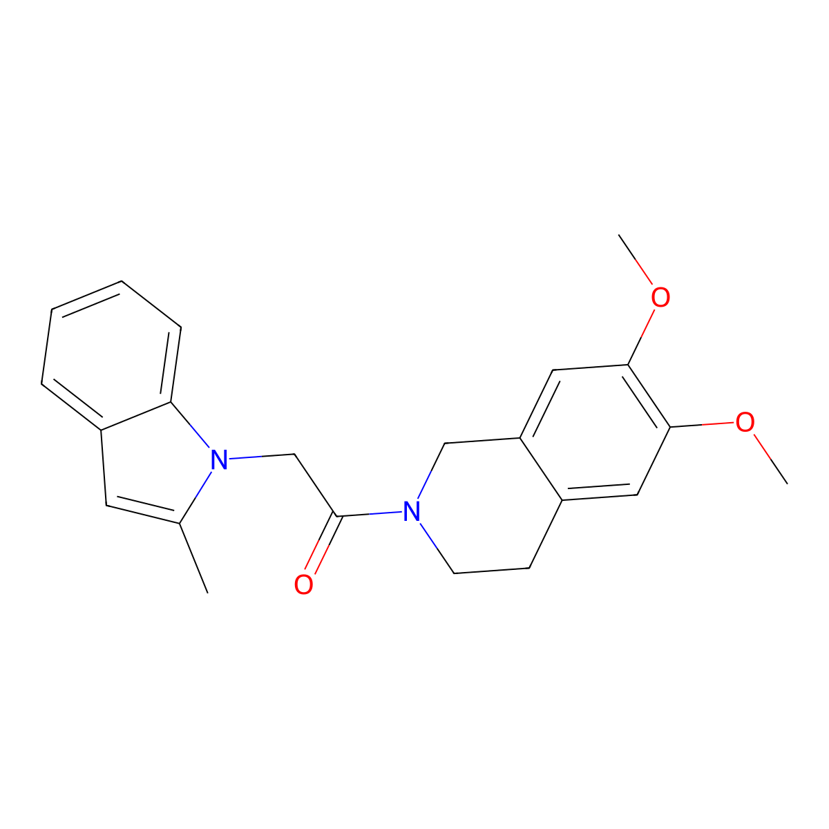 1-(6,7-dimethoxy-3,4-dihydroisoquinolin-2(1H)-yl)-2-(2-methyl-1H-indol-1-yl)ethanone molecular structure, CAS 1223381-94-9