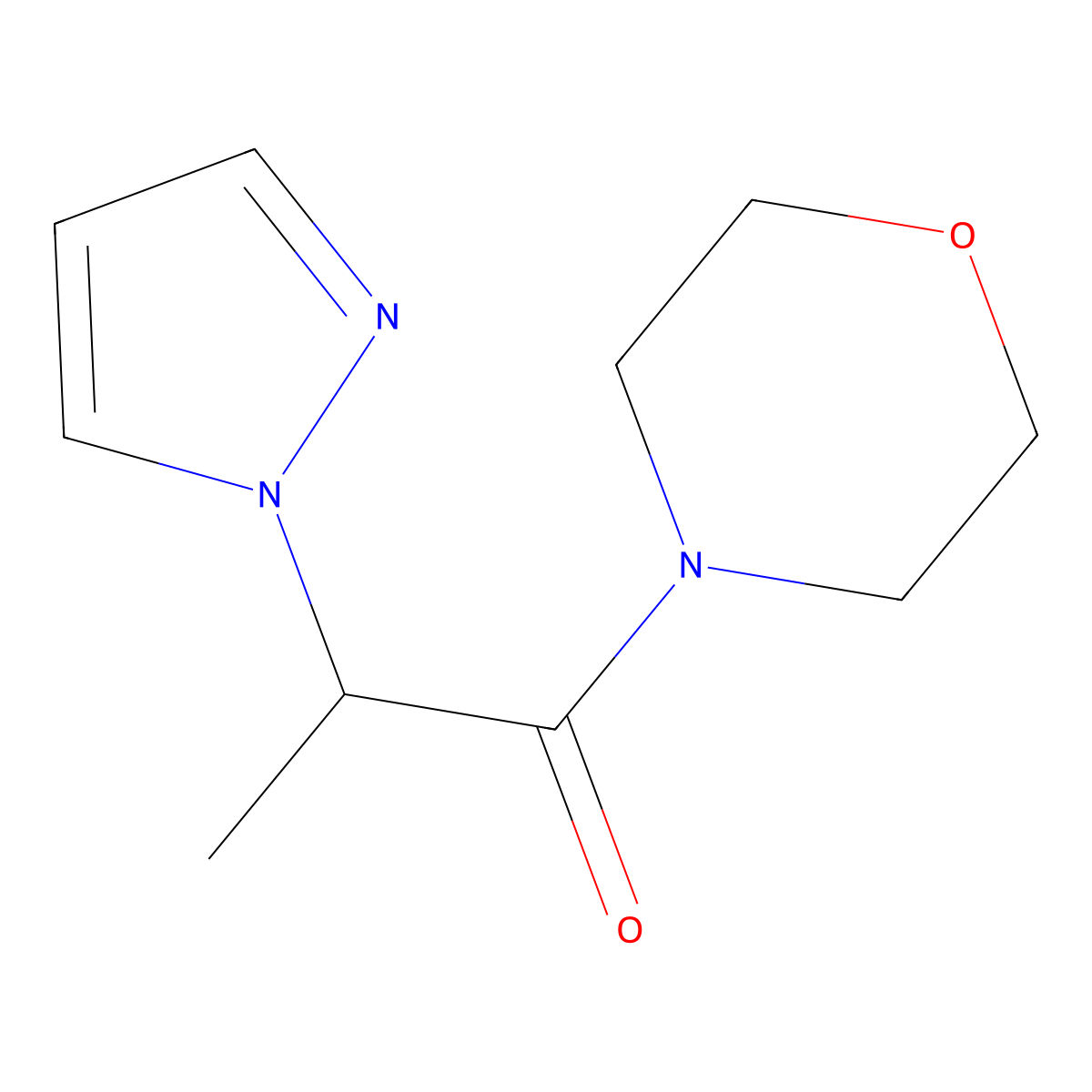 1-(morpholin-4-yl)-2-(1H-pyrazol-1-yl)propan-1-one molecular structure, CAS 1223386-75-1