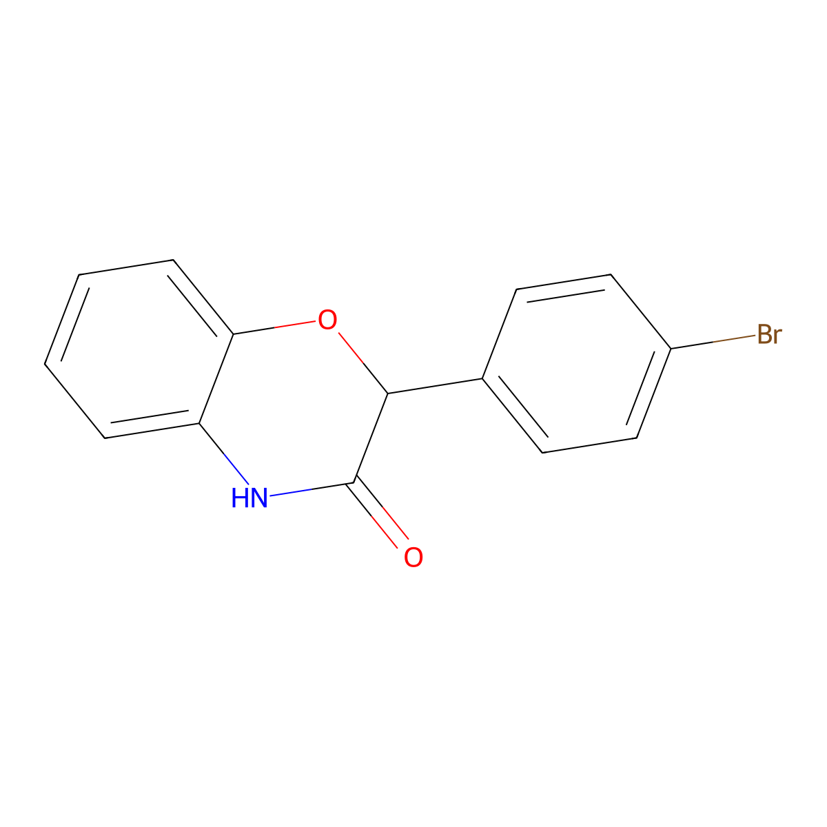 2-(4-bromophenyl)-3,4-dihydro-2H-1,4-benzoxazin-3-one molecular structure, CAS 122340-60-7