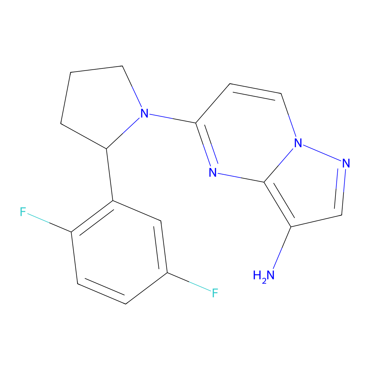 (R)-5-(2-(2,5-difluorophenyl)pyrrolidin-1-yl)pyrazolo[1,5-a]pyrimidin-3-amine molecular structure, CAS 1223404-88-3