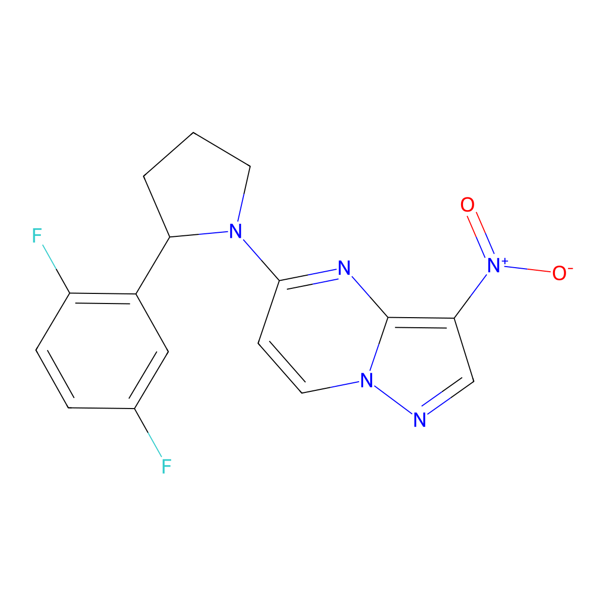 5-[(2R)-2-(2,5-Difluorophenyl)-1-pyrrolidinyl]-3-nitropyrazolo[1,5-a]pyrimidine molecular structure, CAS 1223404-90-7
