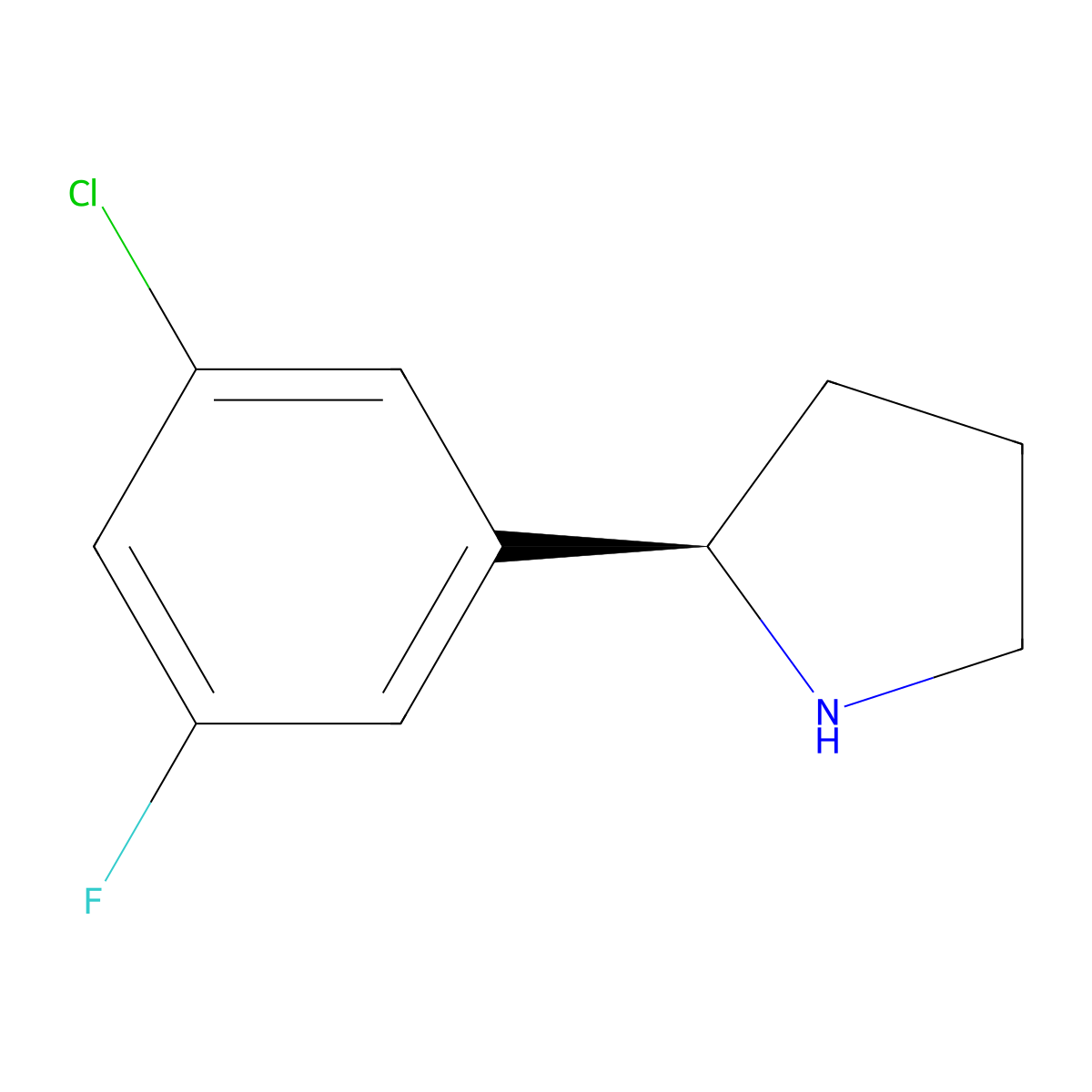(r)-2-(3-Chloro-5-fluorophenyl)pyrrolidine molecular structure, CAS 1223405-30-8