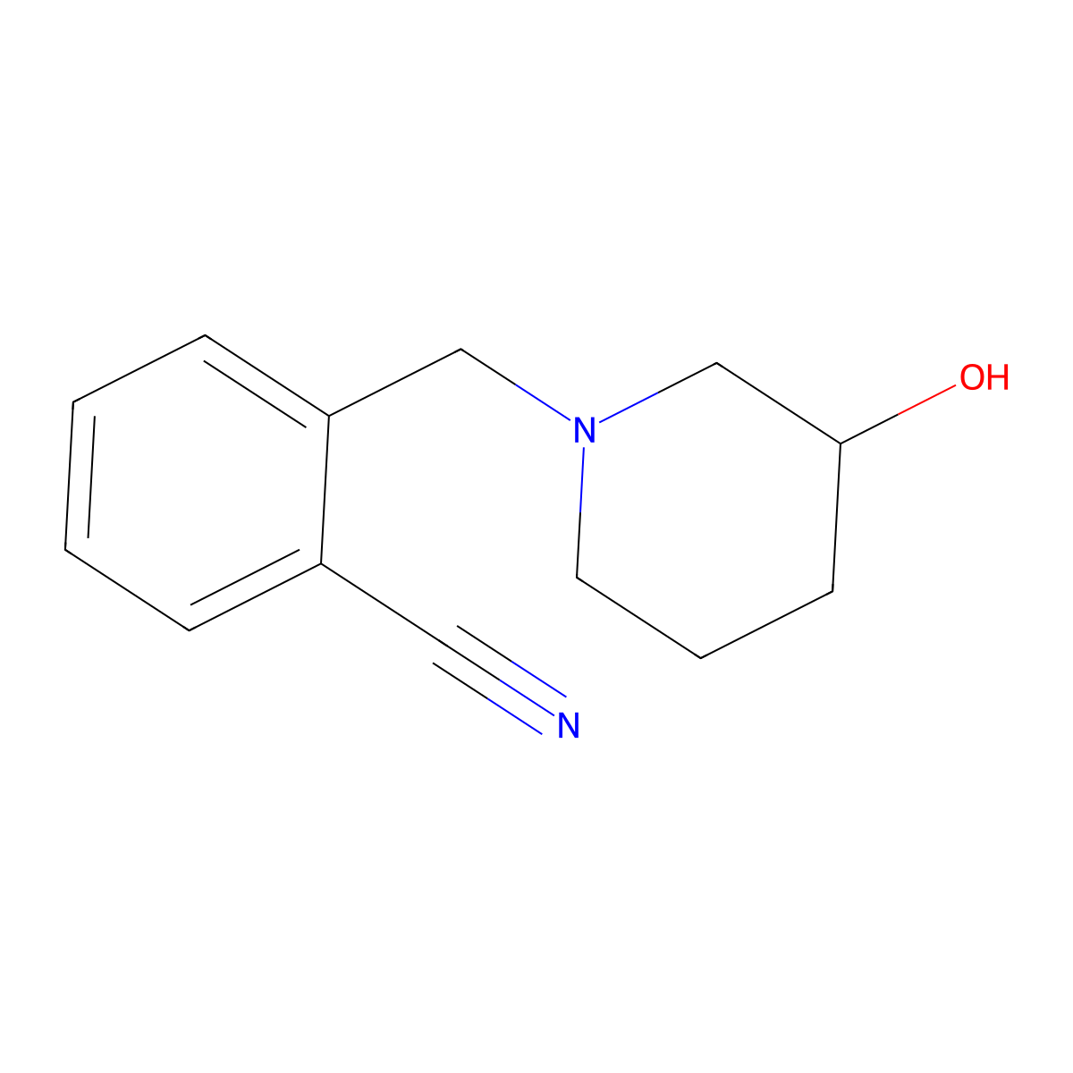 2-((3-Hydroxypiperidin-1-yl)methyl)benzonitrile molecular structure, CAS 1223419-02-0
