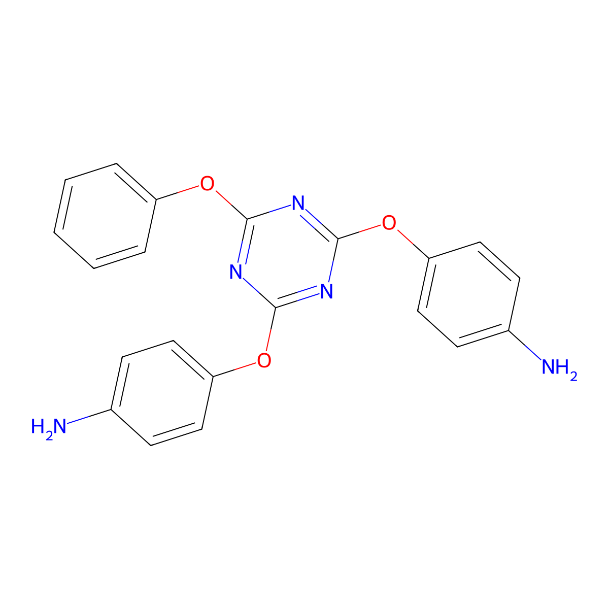 4,4'-((6-Phenoxy-1,3,5-triazine-2,4-diyl)bis(oxy))dianiline molecular structure, CAS 122343-78-6